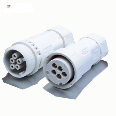 Dc Ac Power 5pin Lightning Connector Screw Wire Waterproof 2 3 4 6 8 12 18 20 24 36pin Cable White Connector